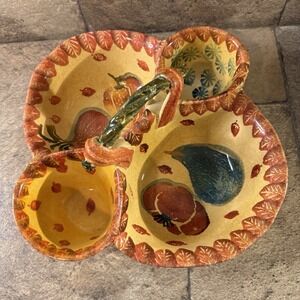 Vintage Italian Hand Painted Ceramic Antipasto / Serving Dish by Italica Ars